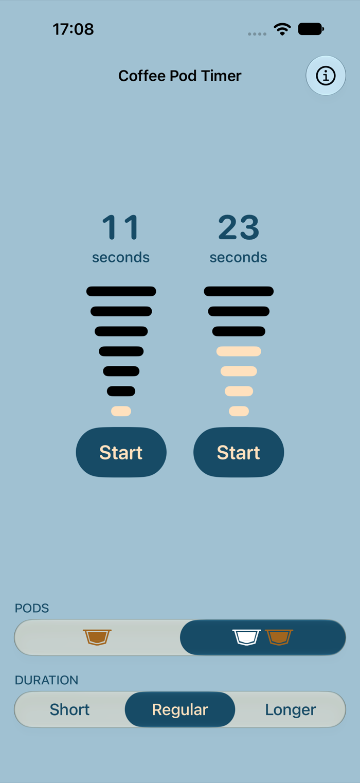 Coffee Pod Timer timing two pods at once